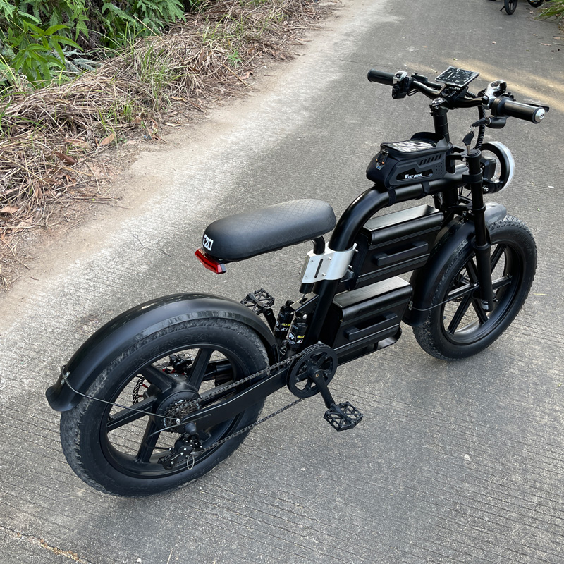 Ebike Retro Fat Bike Motor Style Fat Tire Ebike with Front LED Headlight for Outside Sport - Image 8