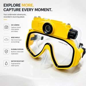 Waterproof Underwater Camera for Diving, HD Sports Camera Mask, Snorkeling Video Camera with Wide Angle Lens